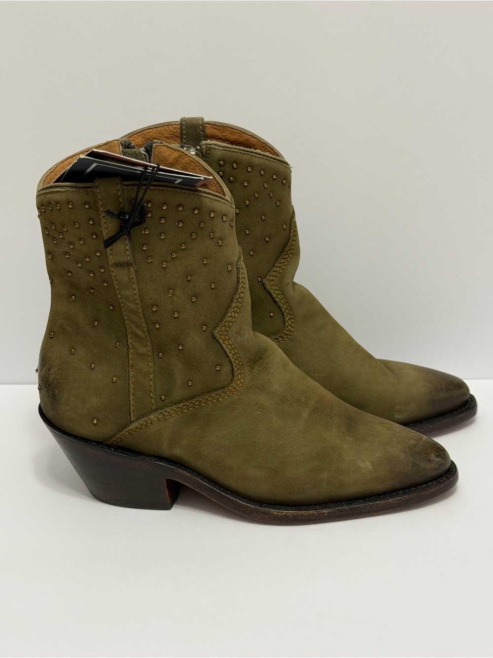 Lucchese Womens Avie Studded Pointed Toe Cowboy Ankle Boots Size 6 NWT No Box
